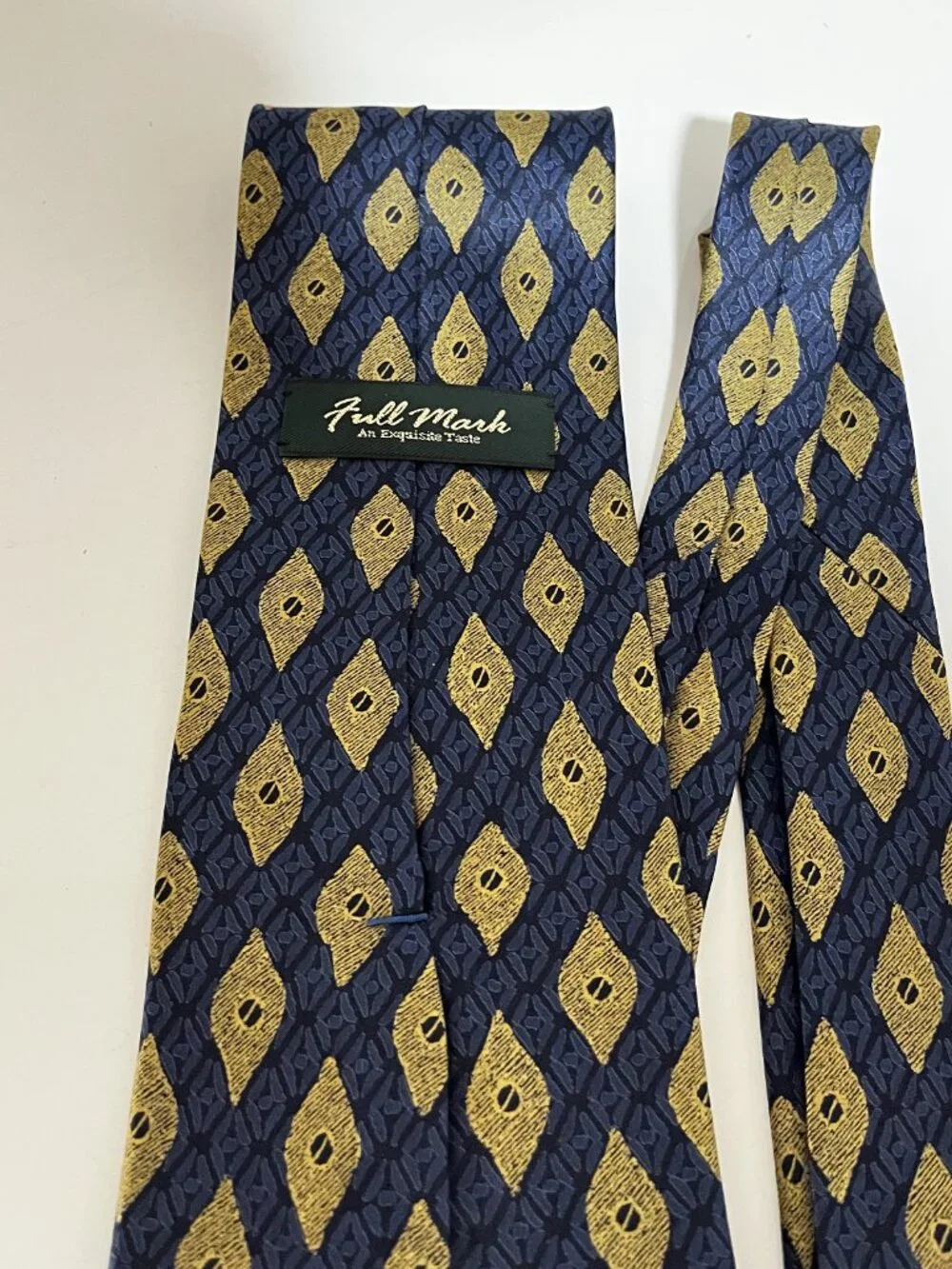 FULL MARK Made in Japan GEOMETRIC Blue & Yellow SILK Men's Tie/Preowned